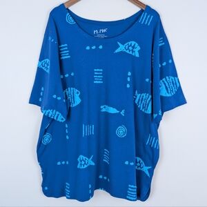 M. Mac Rock Fish Cotton Knit Scoop Neck Tunic